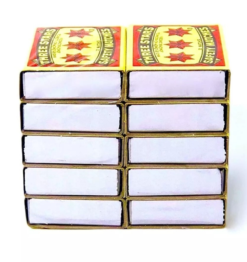 Swedish Camping Matches Three Stars Safety Matches 2 Pks/10 Pks/32 matches ea.