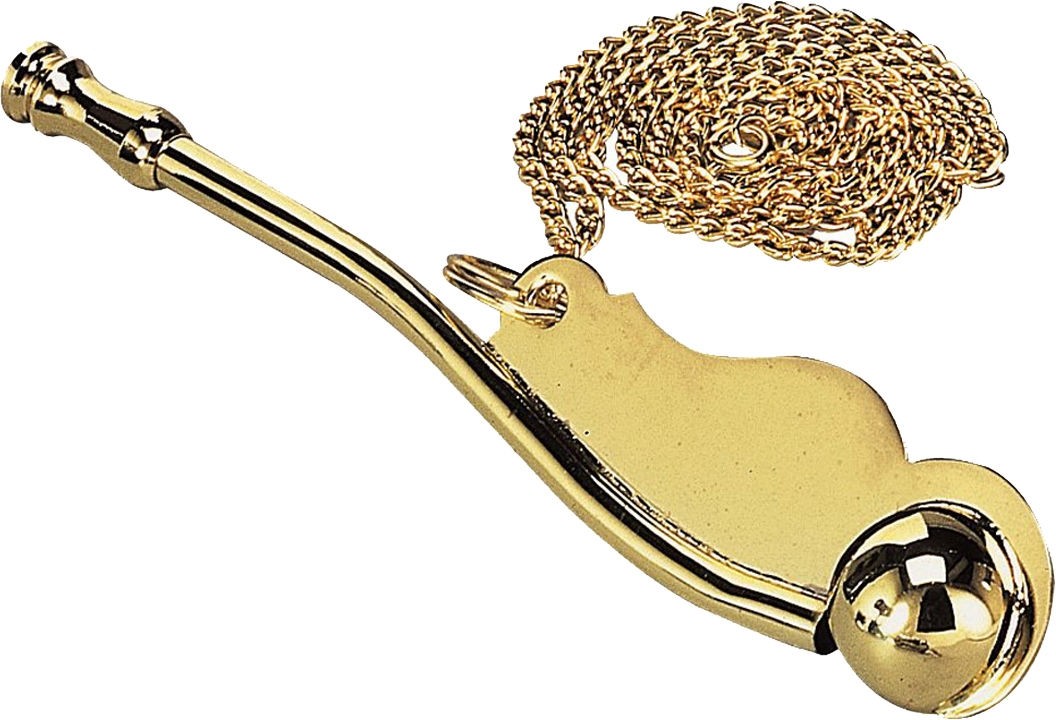 Brass Boatmans Whistle & Chain – Bosun’s Call Boatswain Pipe Navy Marine Ship