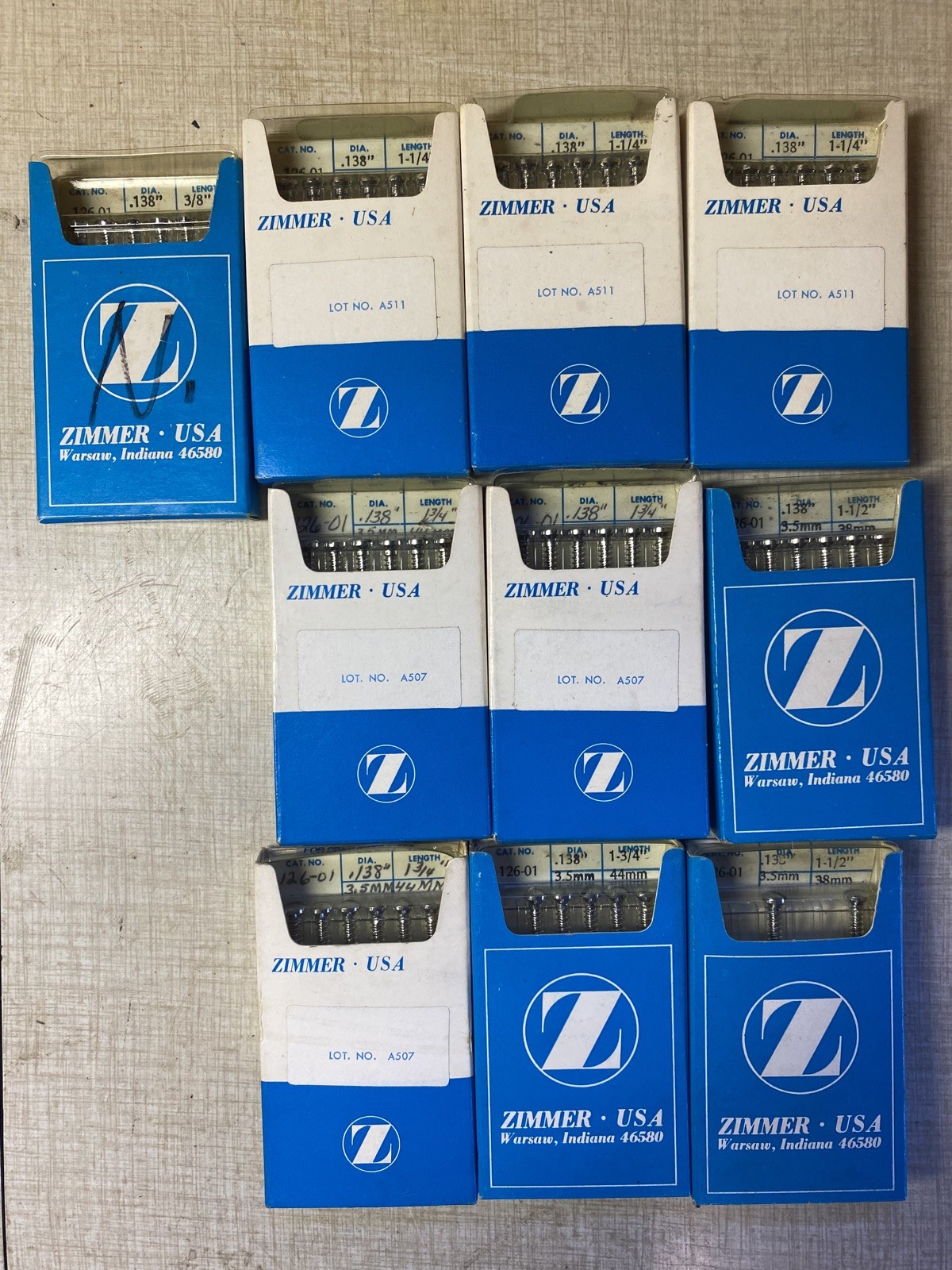 Large Lot ZIMMER Stainless Steel Bone Screw Tapered Plate Pin Nail