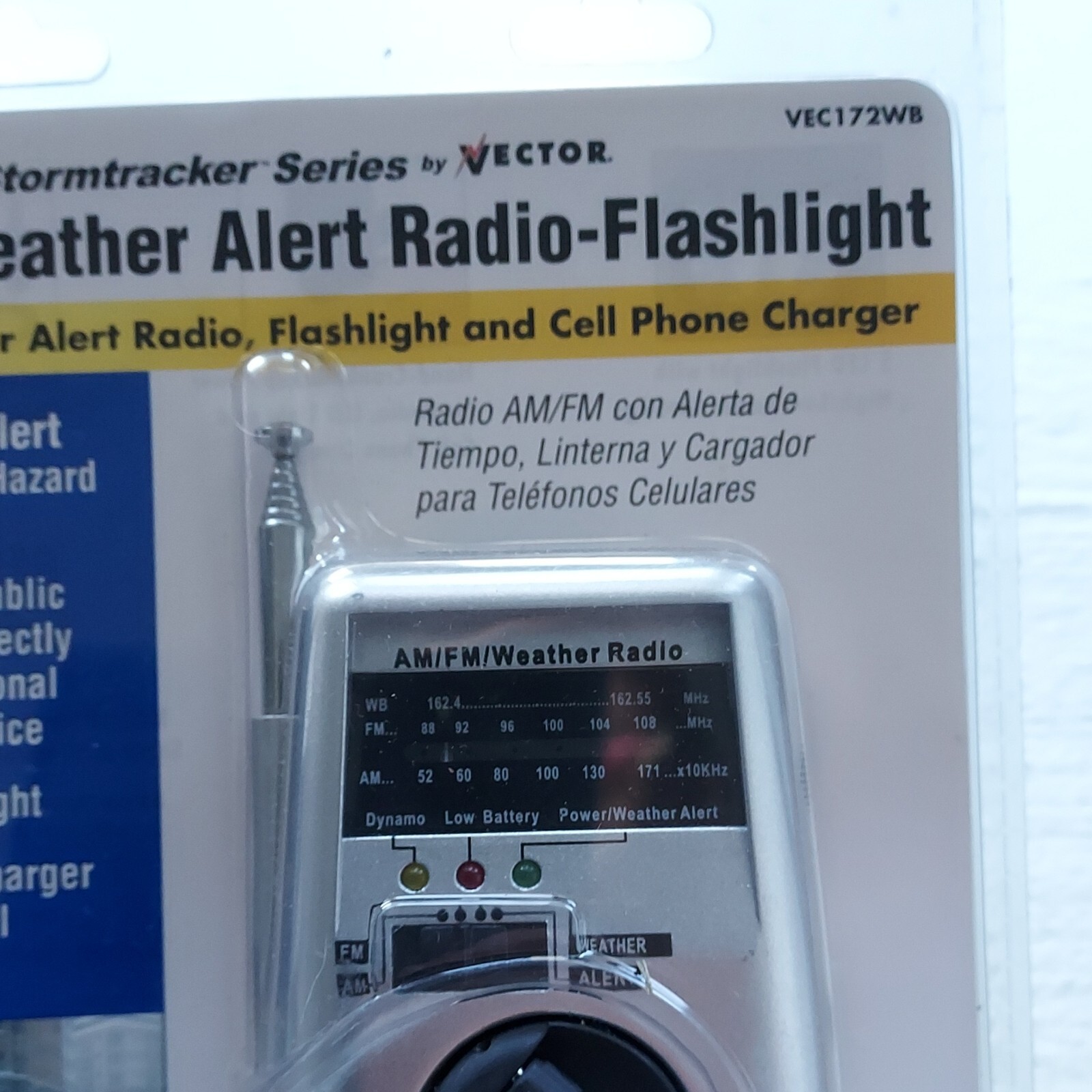 NOS Storm Tracker Weather Alert Radio Flashlight Cell Phone Charger Am/Fm Vector