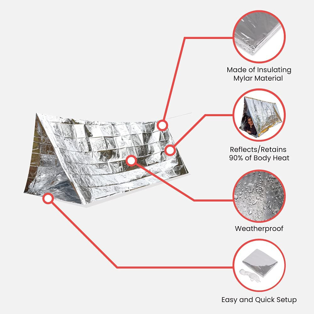 3 Pack First Aid Emergency Mylar Survival Thermal Camping Tent 95” x 61”