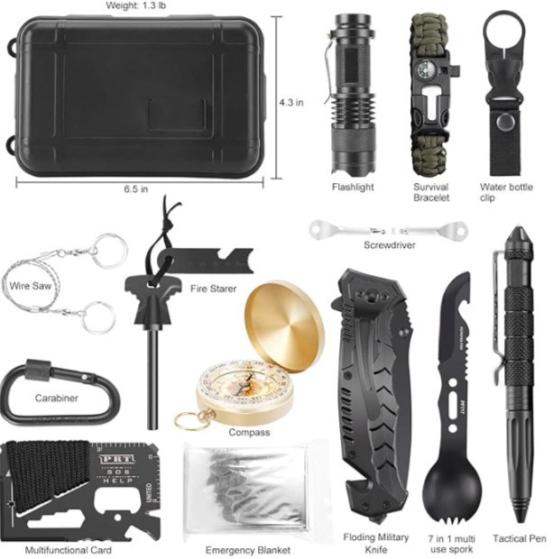 16 Pcs Survival Gear and Equipment for Camping Outdoor advanture