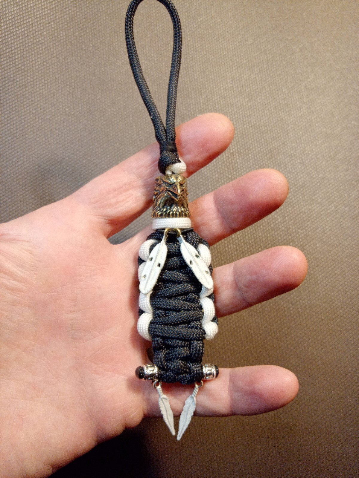 Paracord Eagle Knife Lanyard Multiuse Glow In the Dark Free Spin Ring Necklace