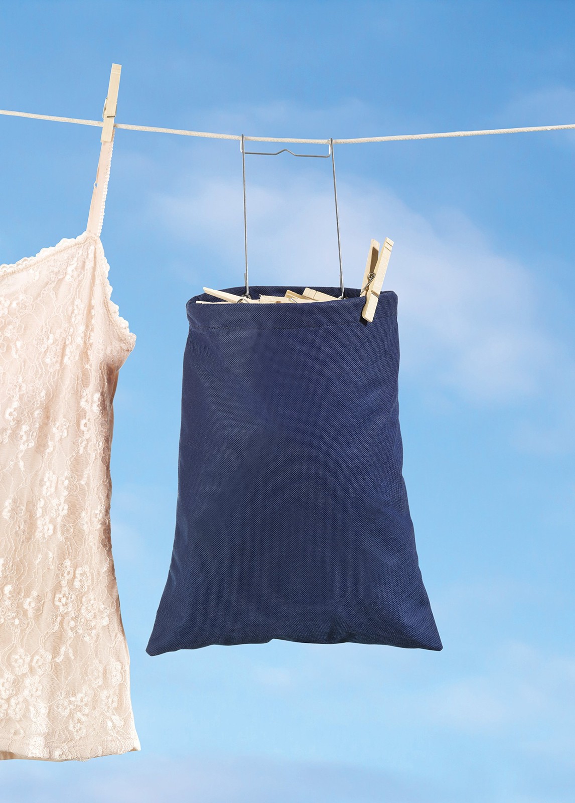 Whitmor Hanging Clothespin Bag Navy CLOTHESPIN BAG, Blue