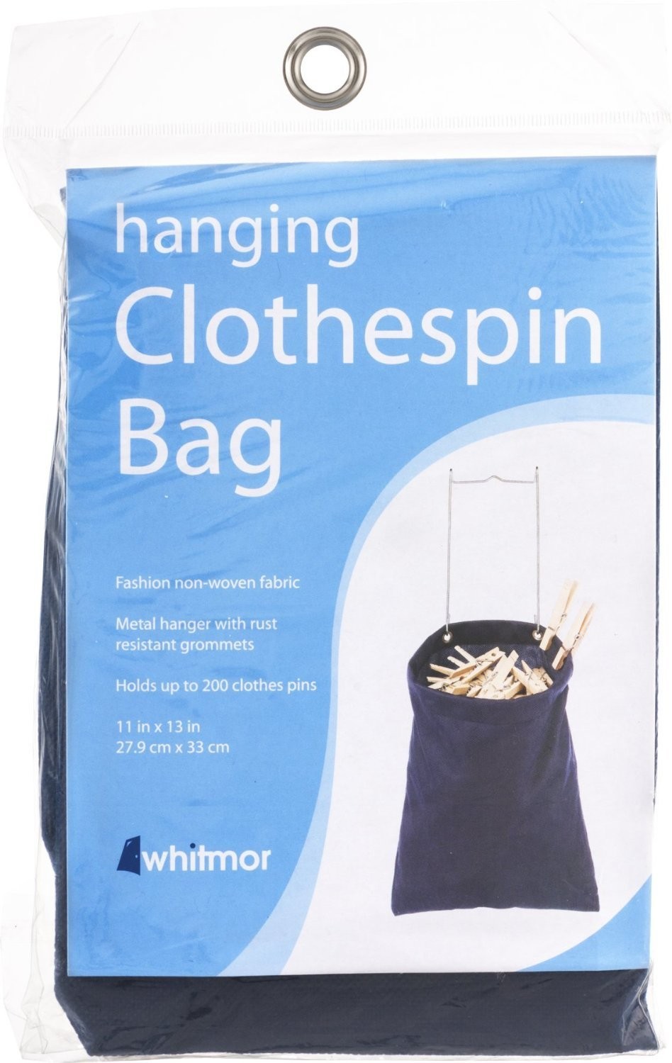 Whitmor Hanging Clothespin Bag Navy CLOTHESPIN BAG, Blue