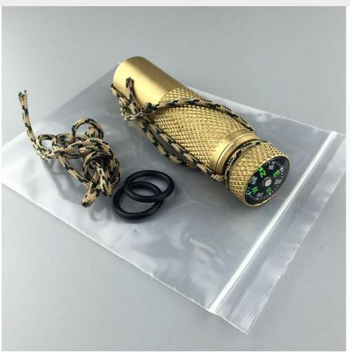 Brass Waterproof Mini Small Survival Match Fire Lighting Container Compass Kit