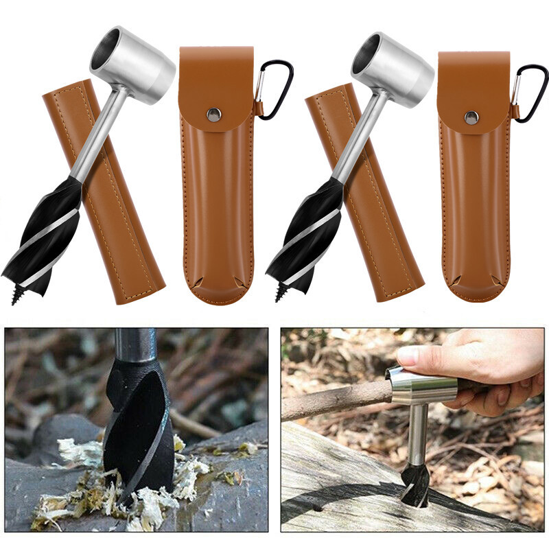 2*Survival Settlers Tool Bushcraft Hand Auger Wrench Scotch Eye Auger Hole Maker