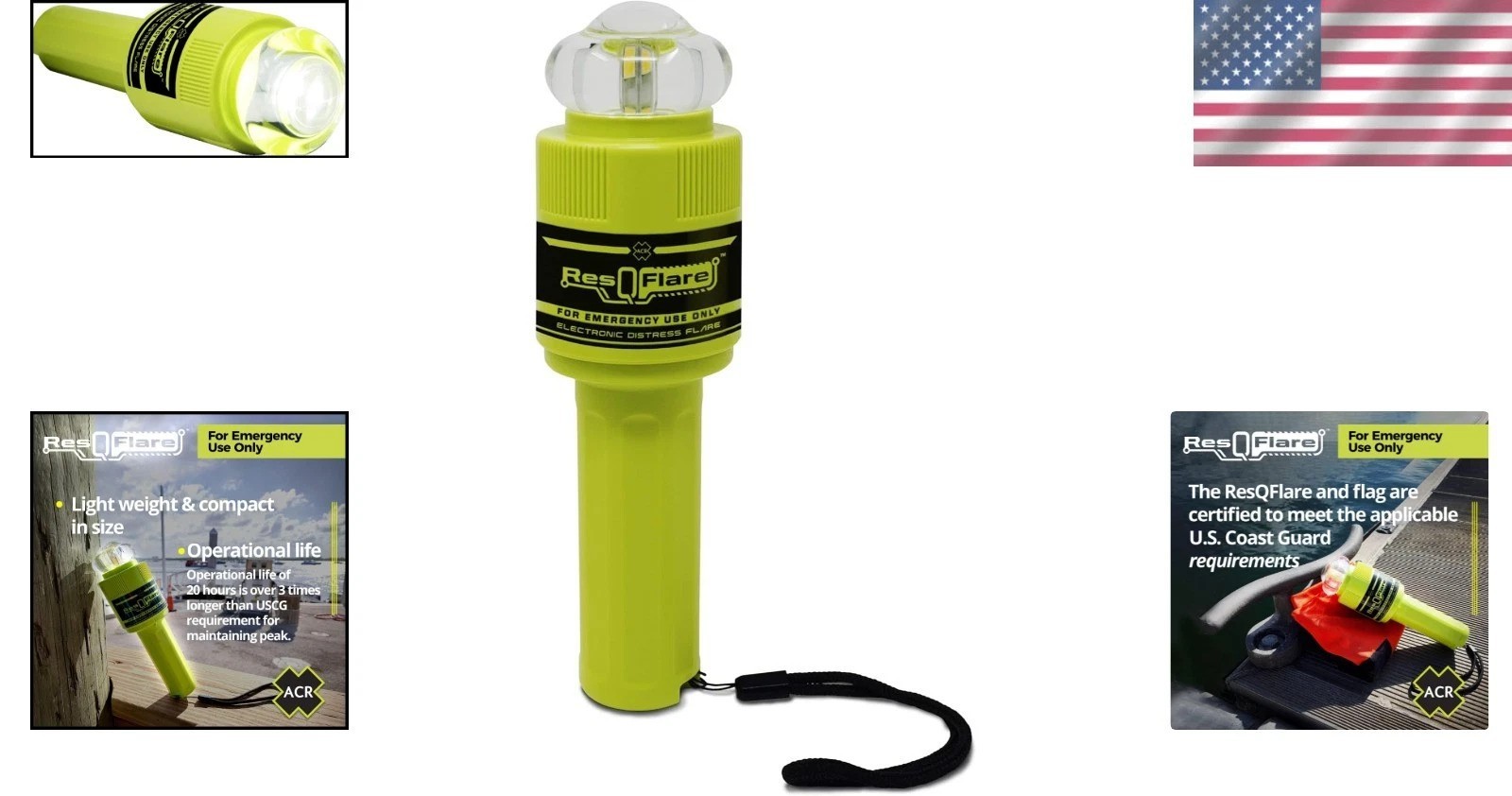 ResQFlare Waterproof E-Flare with Distress Flag – Reliable Marine Safety Tool
