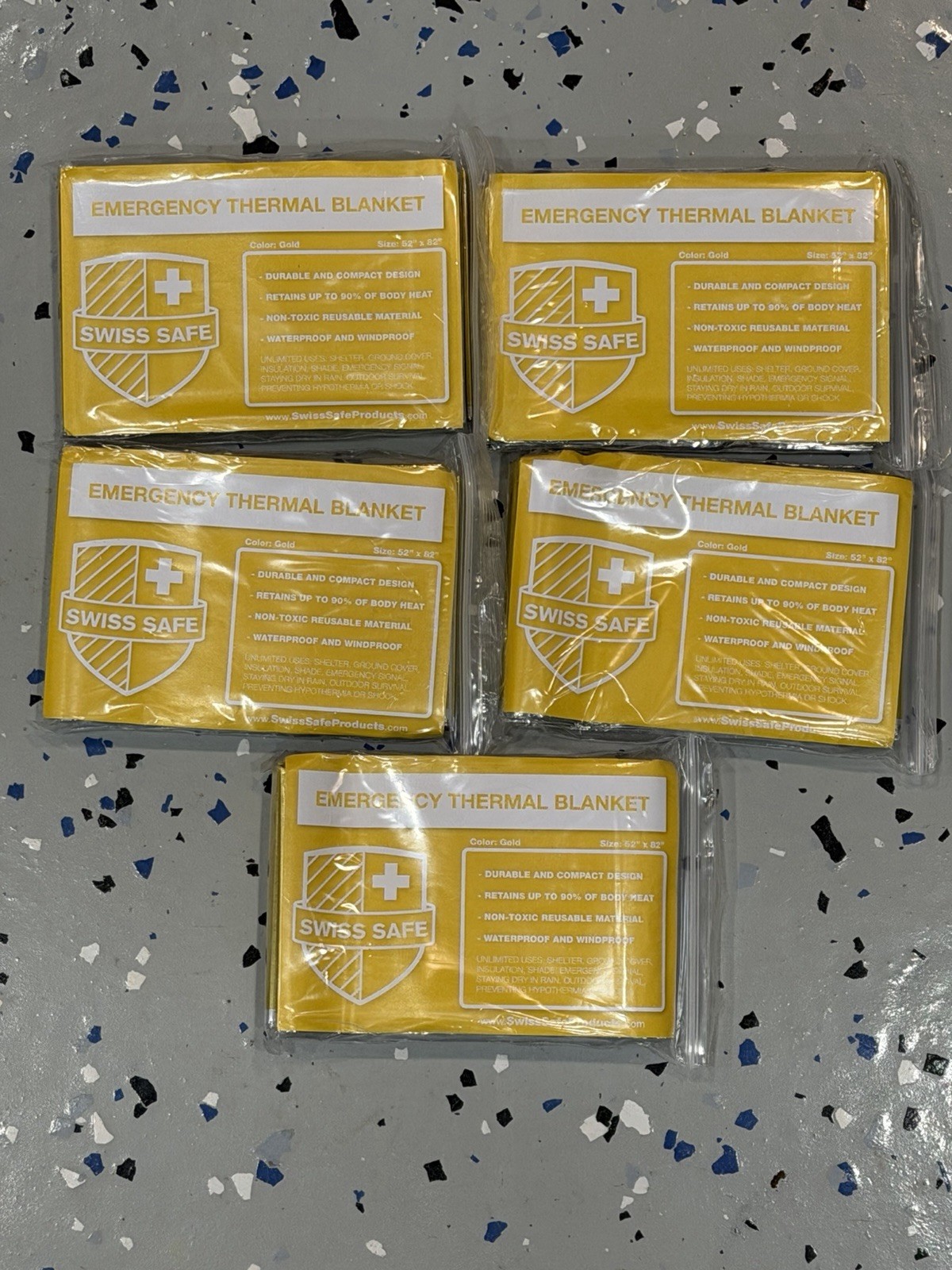 5pc Emergency Mylar Thermal Blankets Survival Safety First Aid Military 82″X52″