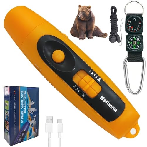 Rechargeable Bear Horn to Scare Bears, 125dB Electronic Air Horn with Orange