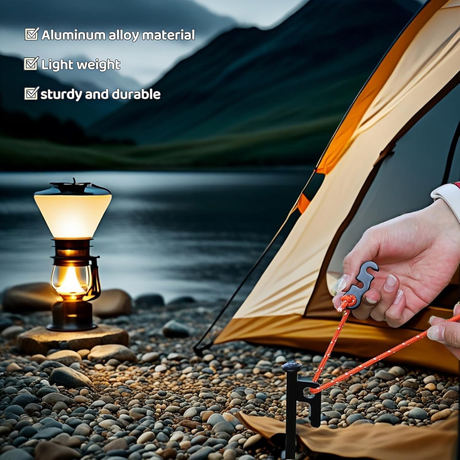 Set of 4 Lightweight Aluminum Guyline Tensioners – Effortless Adjustment