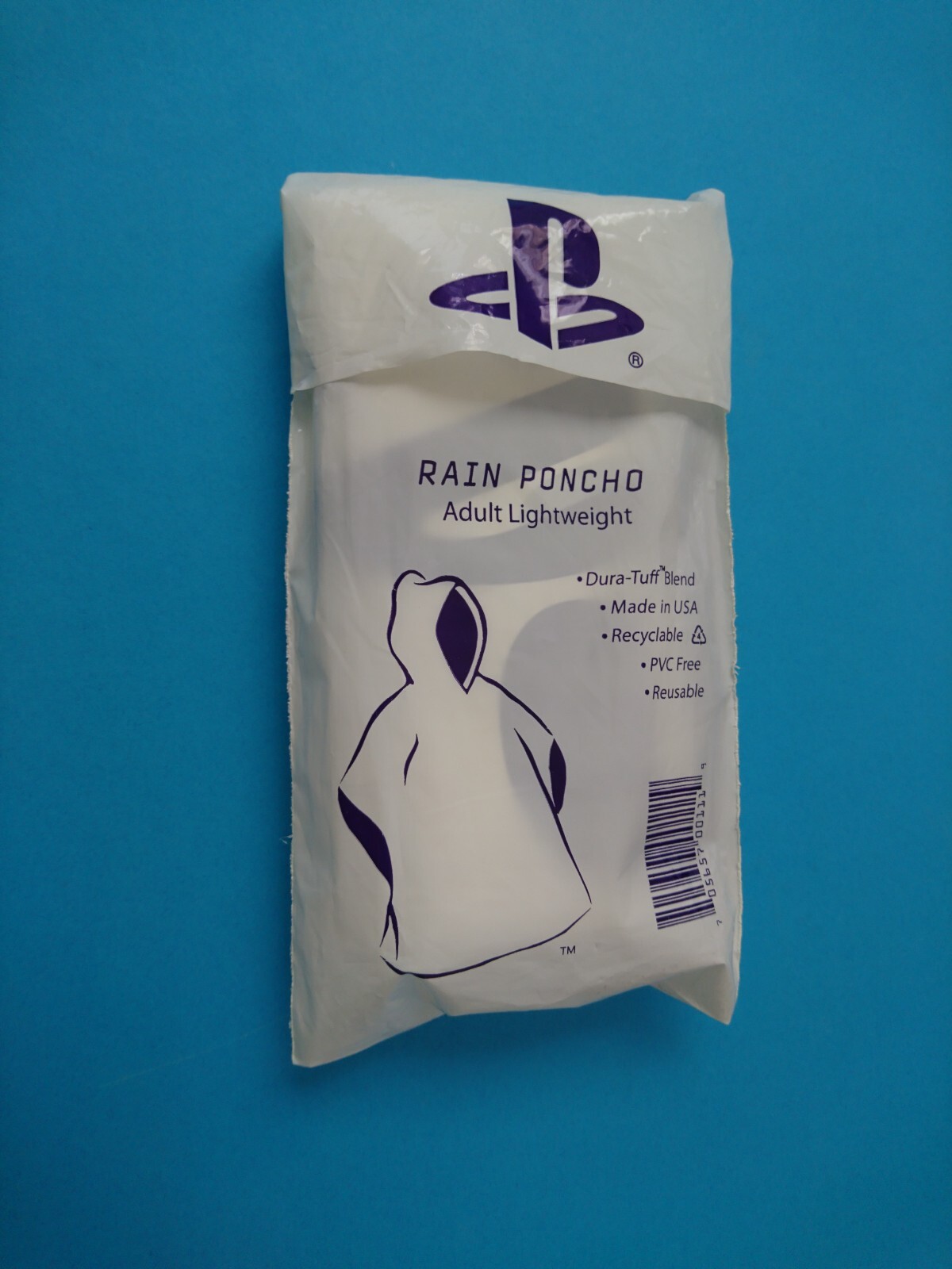 PLAYSTATION LOGO RAIN PONCHO (White with Blue Logo) – “BRAND NEW” – US Seller
