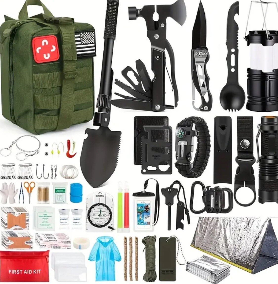 Emergency Survival Kit First Aid Bug out Military Prepper Kit 252 Piece Set