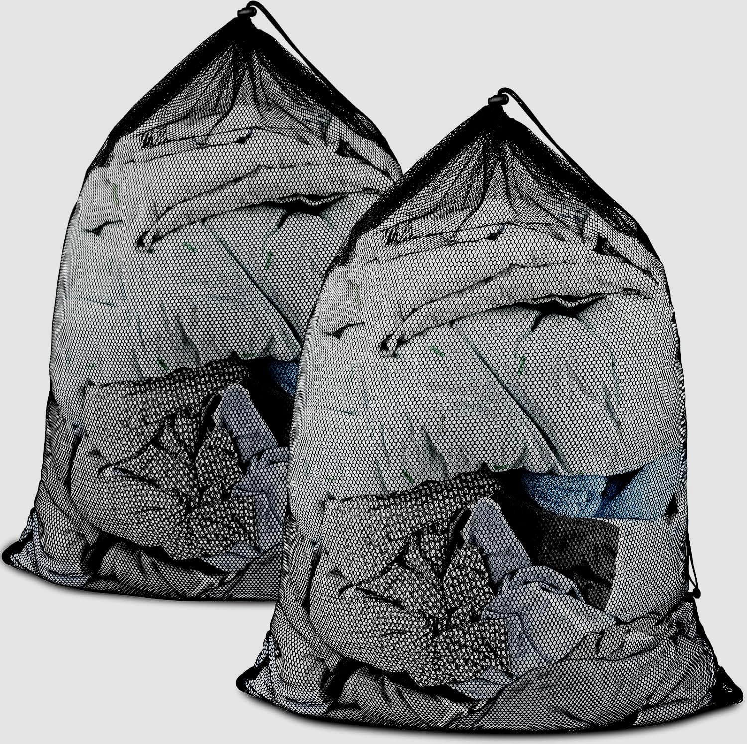 2 Pack Large Mesh Laundry Bags, 24″ x 36″ Heavy Duty Strong 24”×36”, Black