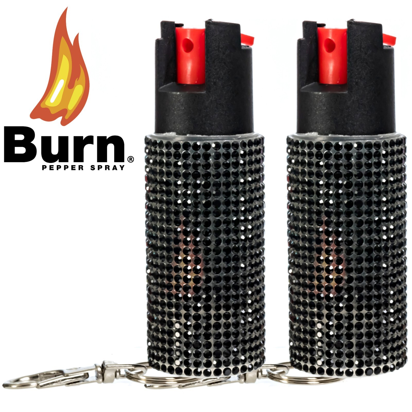 2 Pack Burn Pepper Spray 1/2oz Self Defense in Fashionable Keychain Case Black