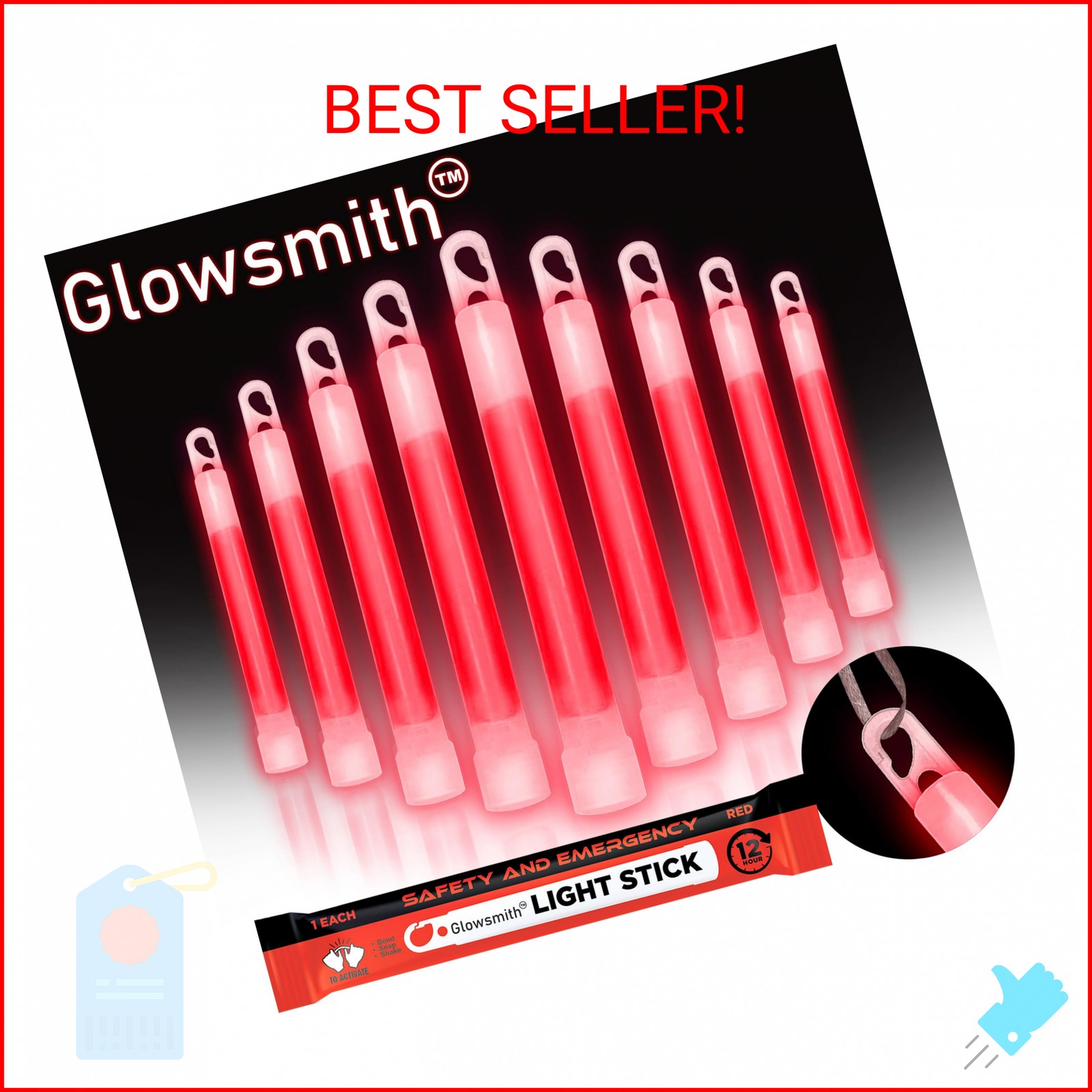 Glow Fever Emergency Safety Military Grade Glow Sticks; 10pcs, 6″ Ultra Bright G