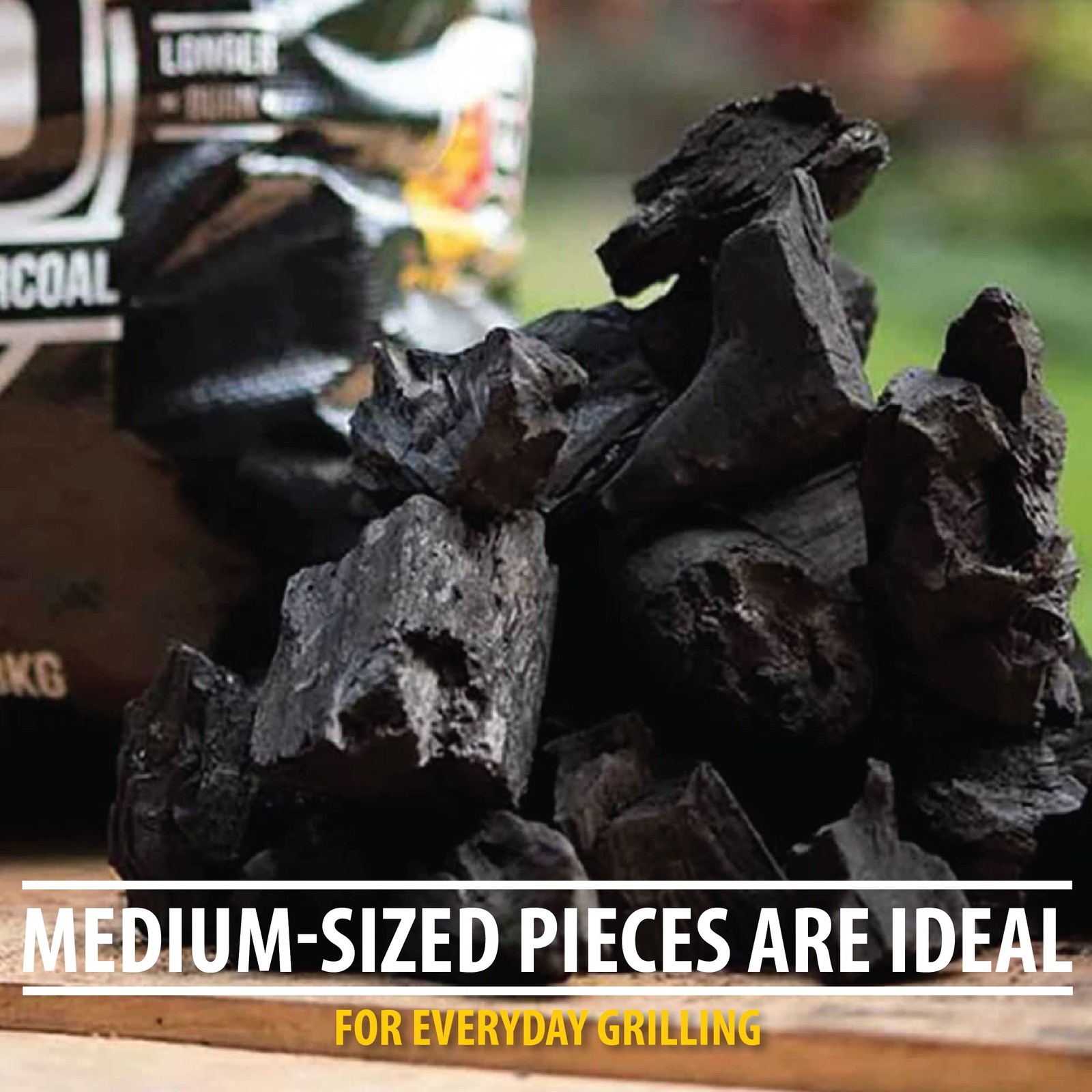 FOGO Premium Hardwood Natural Medium Sized 35lb Bag + Starter Bundle, Black