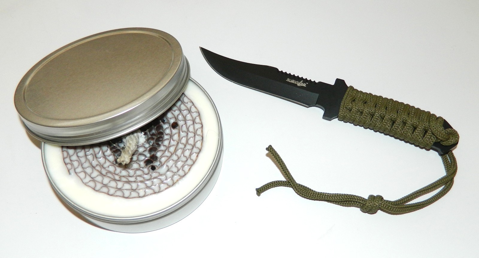 Camping Fire Heat 3-Hr Screw-Top Buddy Burner & Full Tang Hunting Survival Knife