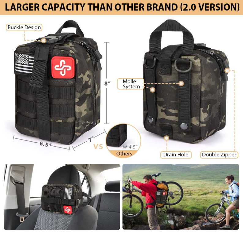 250PCS Survival Kit First Aid Gear with Molle Bag & Emergency Tent