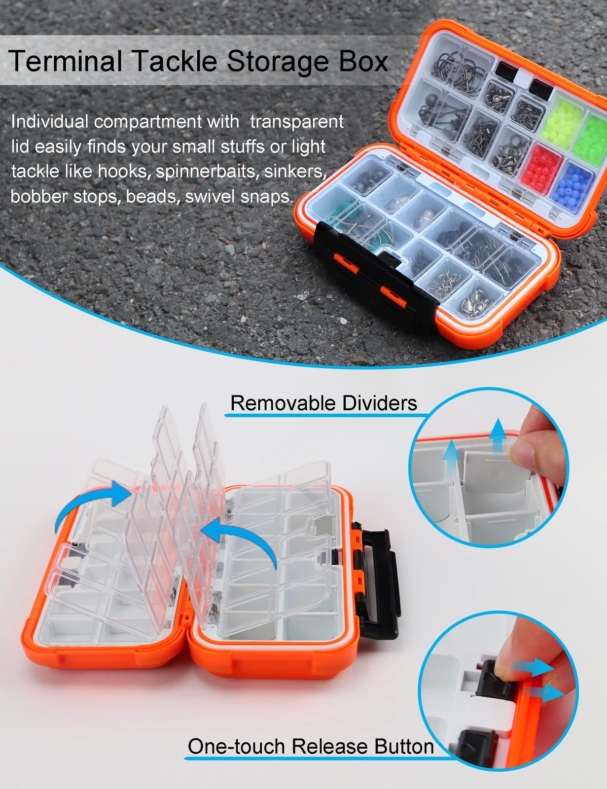 Hlotmeky Small Kayak Mini Tackle Box 6.6 x 3.7 x 1.8 inches, Orange