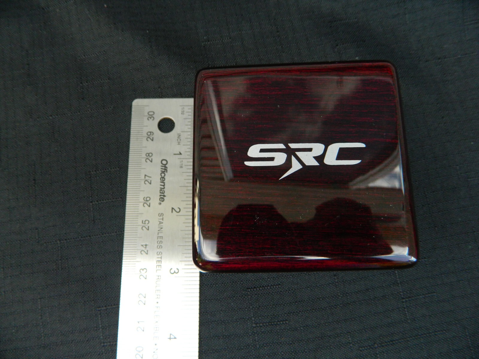 Vintage Chrome Compass w/ hinged Lacquered Wooden Box Advertising SRCTec 3″x3″