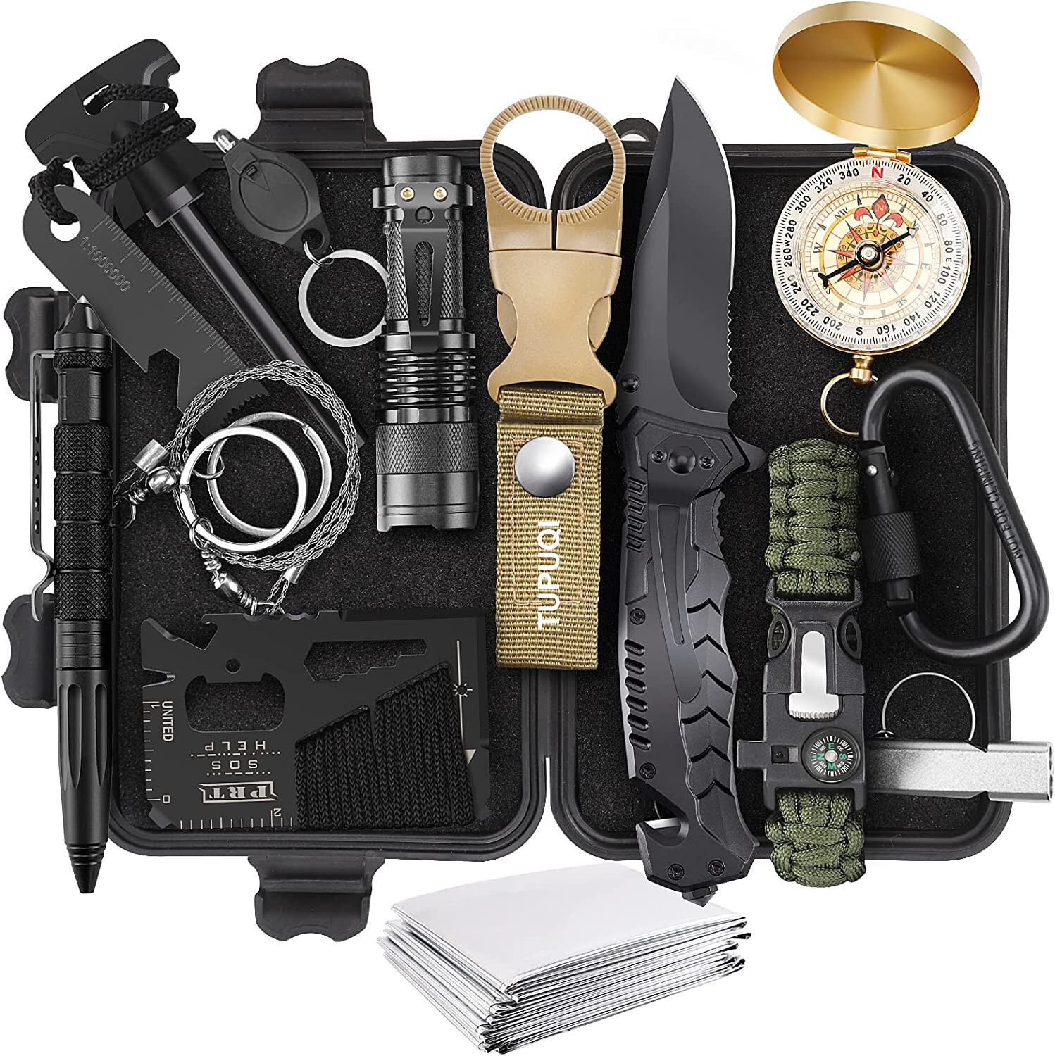 Survival Kit Emergency Kit Gift for Men Dad Husband 15 in 1 Outdoor Camping Gear