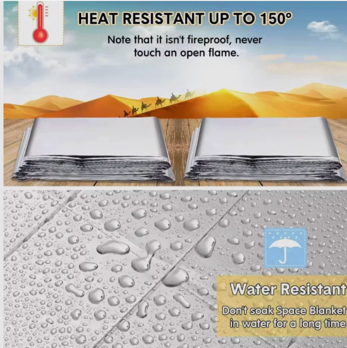 10pc Emergency Mylar Thermal Blankets Survival Aid Military Homeless 83″ x 51″