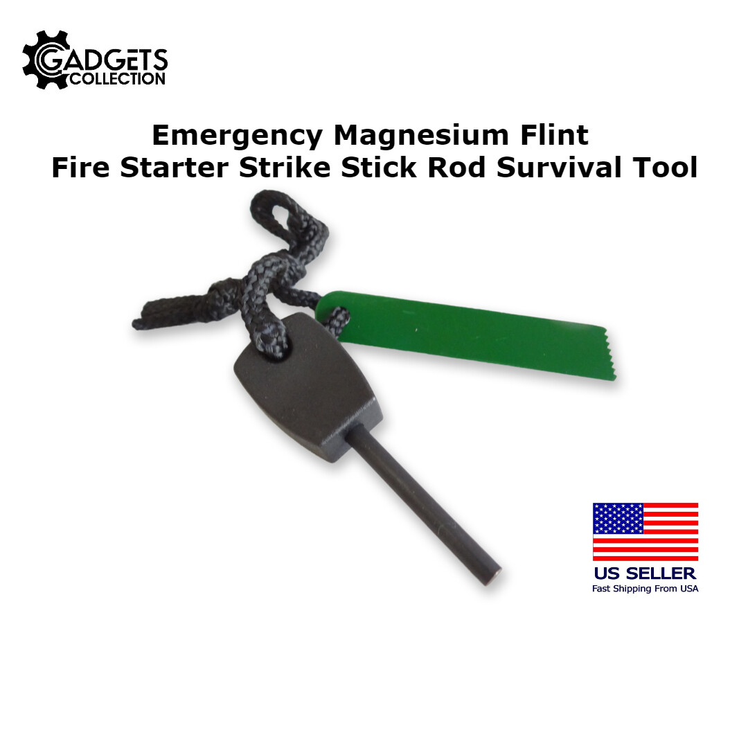 Emergency Fire Starter Magnesium Flint Stick Lanyard Striker Survival Lighter