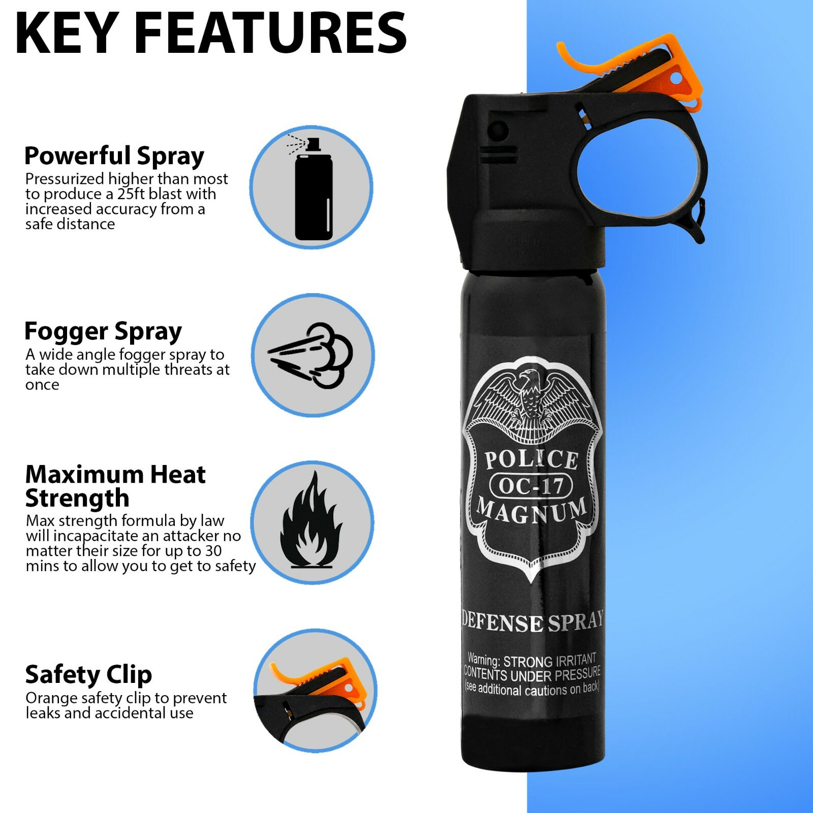 2 Police Magnum Portable pepper spray 5oz Fire Master Fogger Self Defense OC