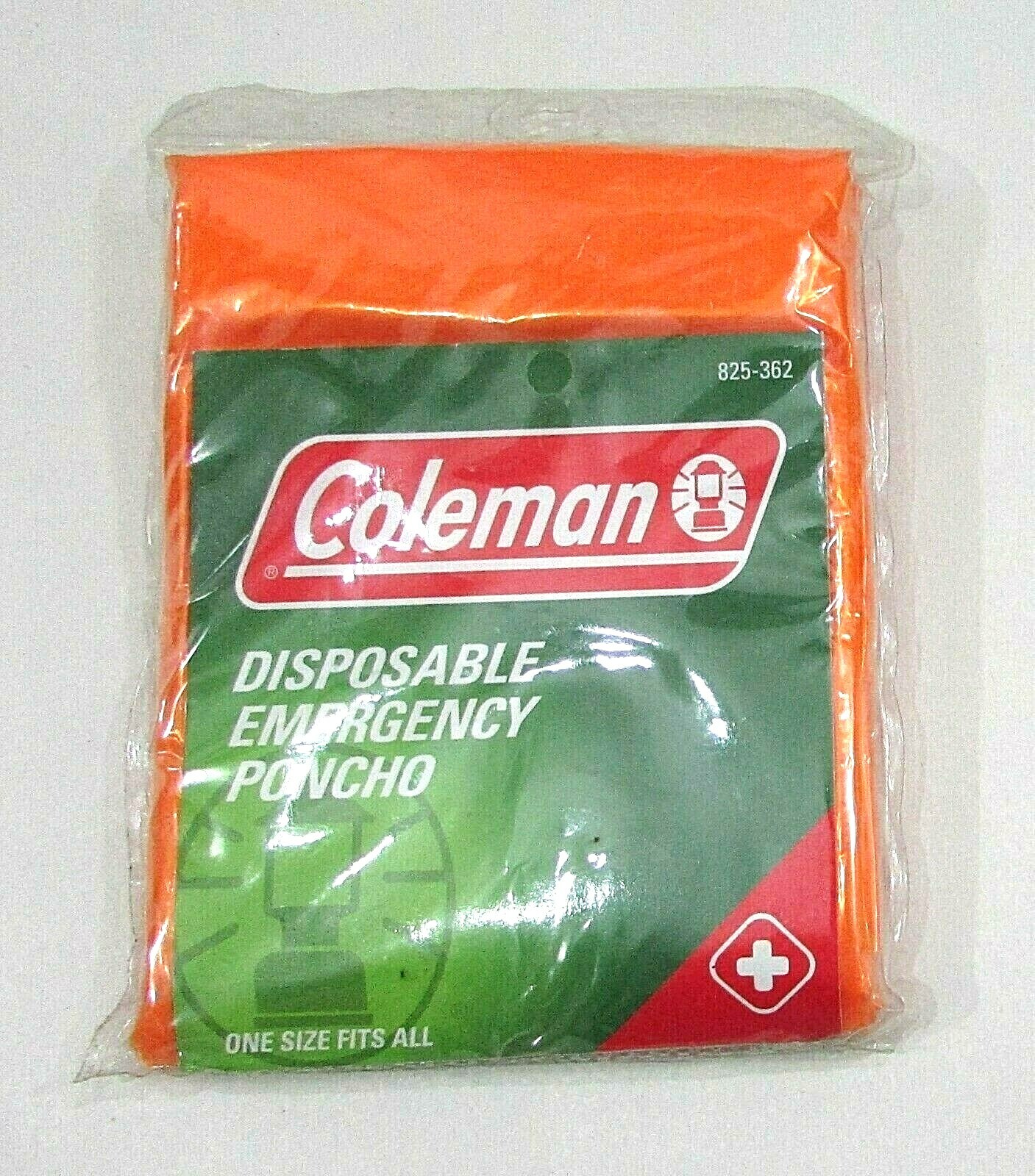 New Coleman Disposable Orange Nylon Emergency Poncho One Size Fits All FREE S/H