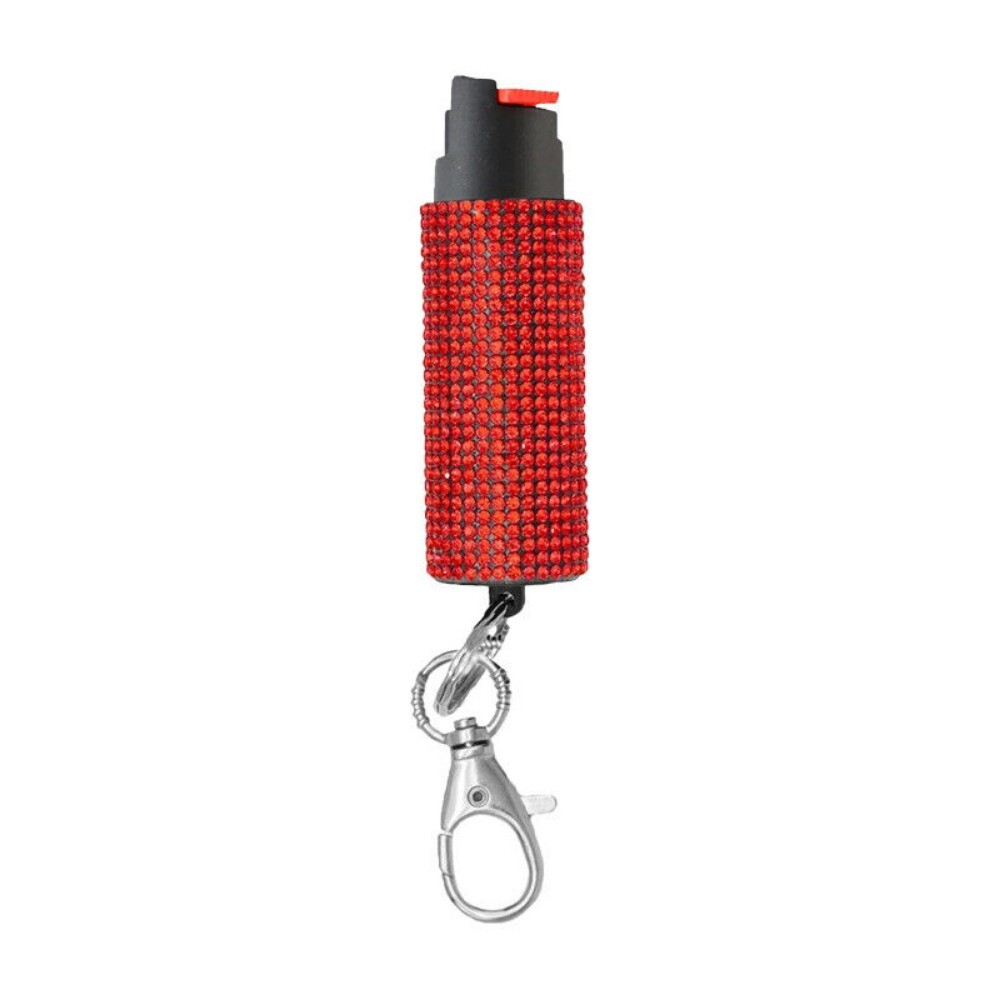 Red Rhinestones WOMEN Personal Defense OC 18% Pepper Spray 1/2 oz Jeweled Bling