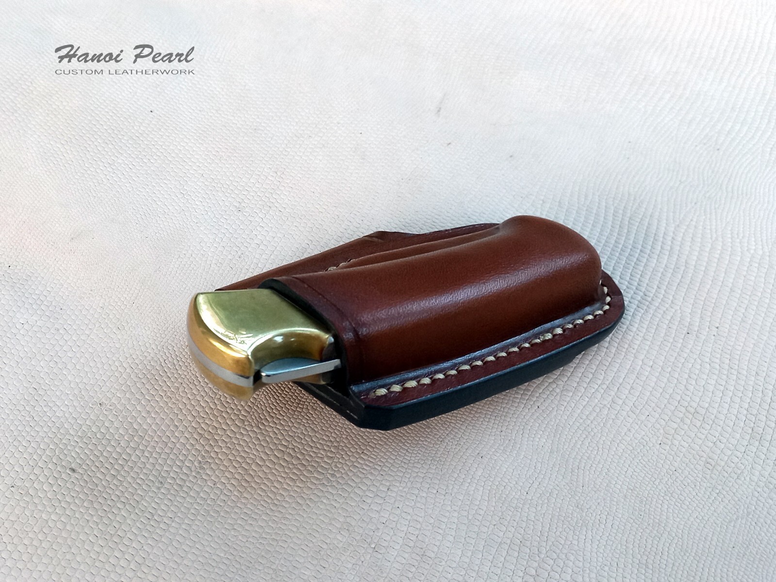 Custom Left Handed Scout Carry Leather Sheath for Buck 112 Ranger