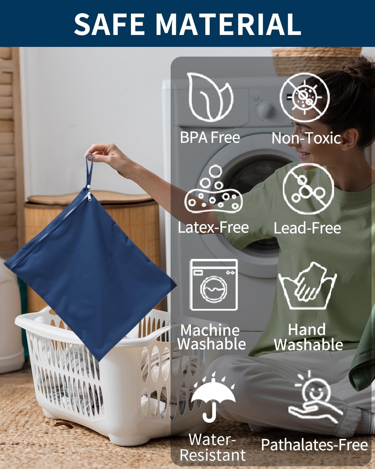 babygoal Travel Laundry Bags 2 Pack, Ideal for olive green and lake blue