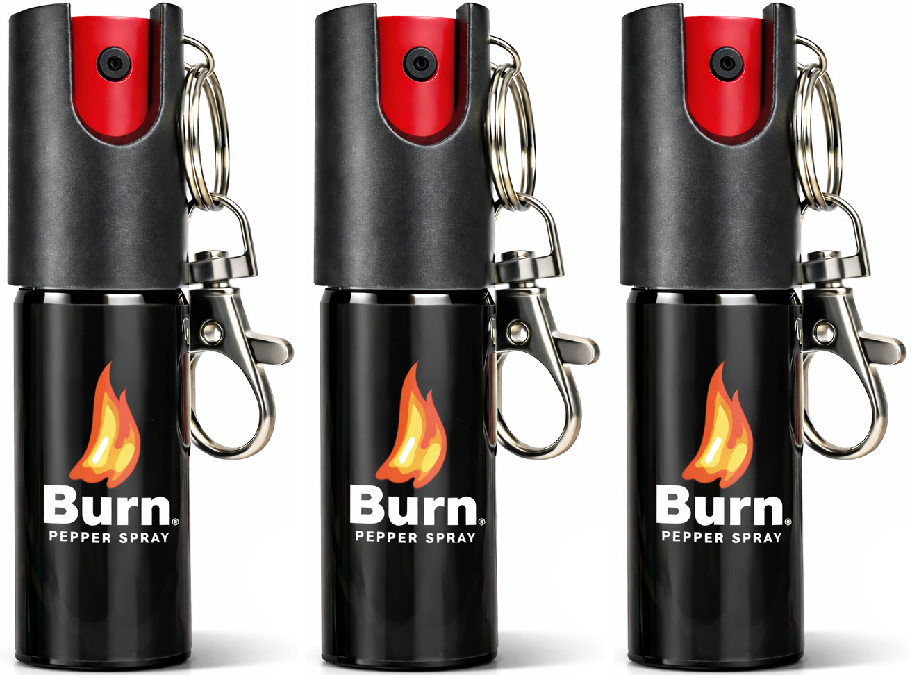 3 Pack Burn Pepper Spray Keychain – Police Strength OC with UV Dye & Safety Lock