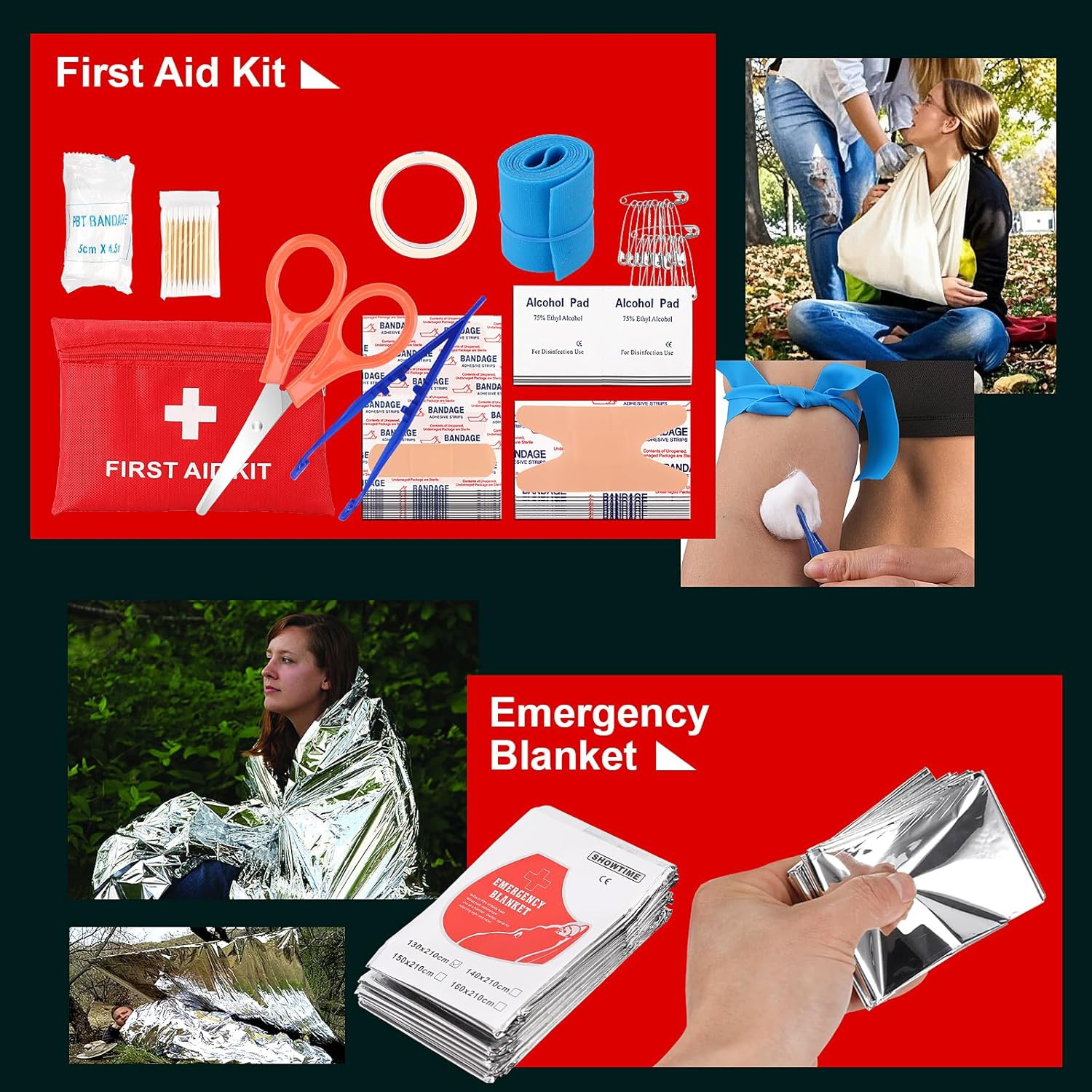 116PCS Survival Kit First Aid Emergency Gear Camping Hiking Bug Out Bag