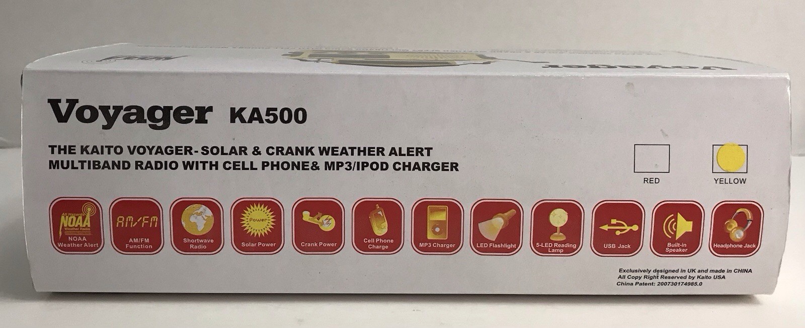 Yellow Kaito KA500 Voyager Solar Crank Battery Survival Radio AM FM Shortwave