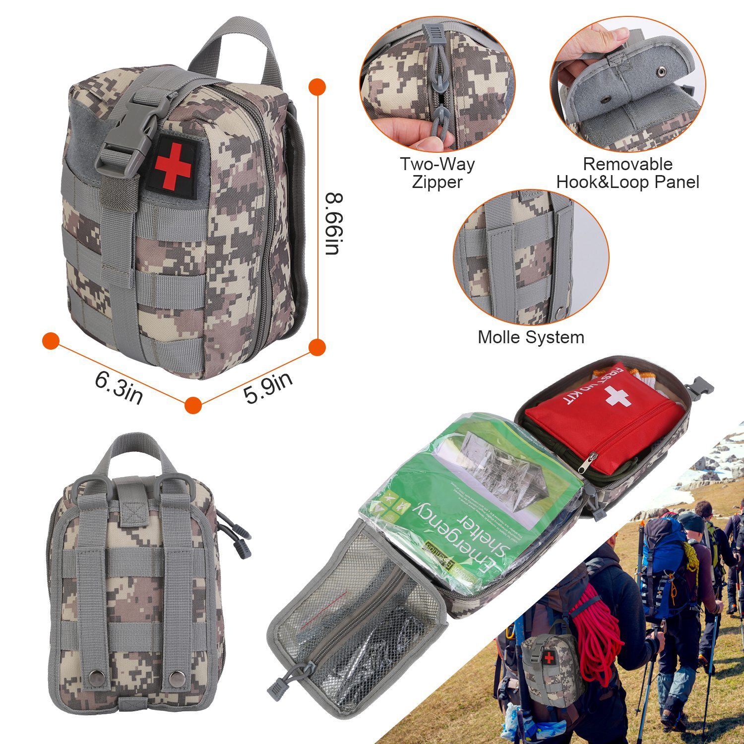 125Pcs Survival Kit w/ Shovel Axe First Aid Tactical Emergency Gear Set