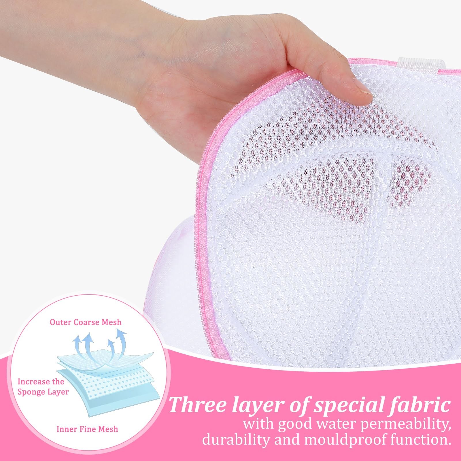 Classicseali 2pcs Bra Wash Bag,Mesh Laundry Bag for Bras with Handle Zipper,…
