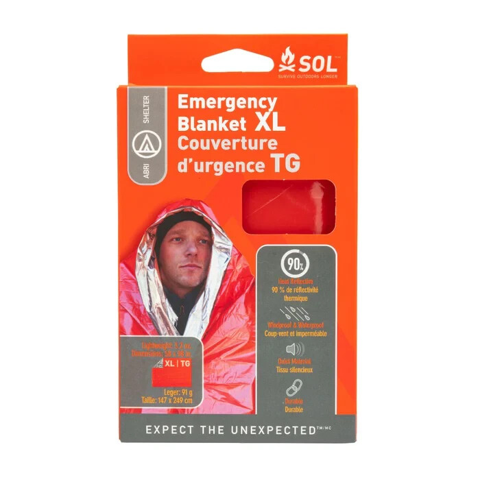 12 Pack SOL Heat Sheet Survival Thermal Emergency Blanket XL 2 Person Quiet Warm
