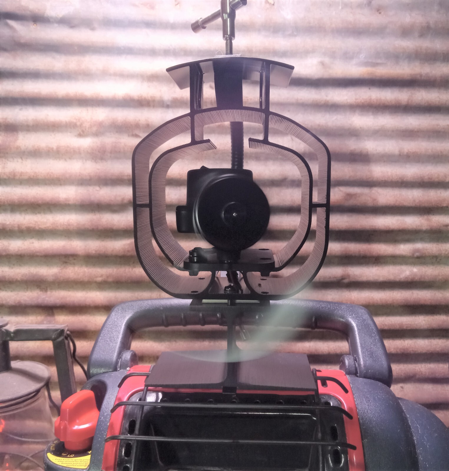 Mr. Heater “Buddy” Single Tank Wood Stove, Heat Powered Fan Mount. Custom Built.