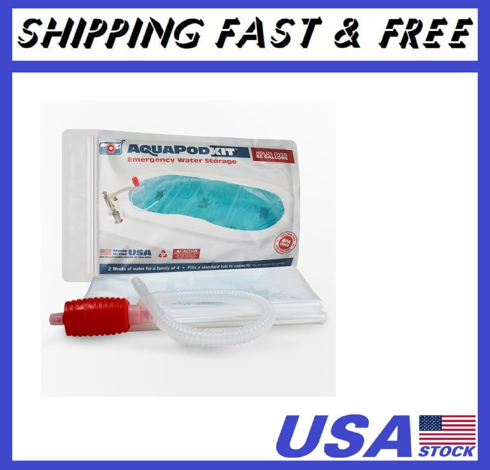 Made in USA – Emergency Bathtub Water Storage Bladder 65-100 Gallon Capacity