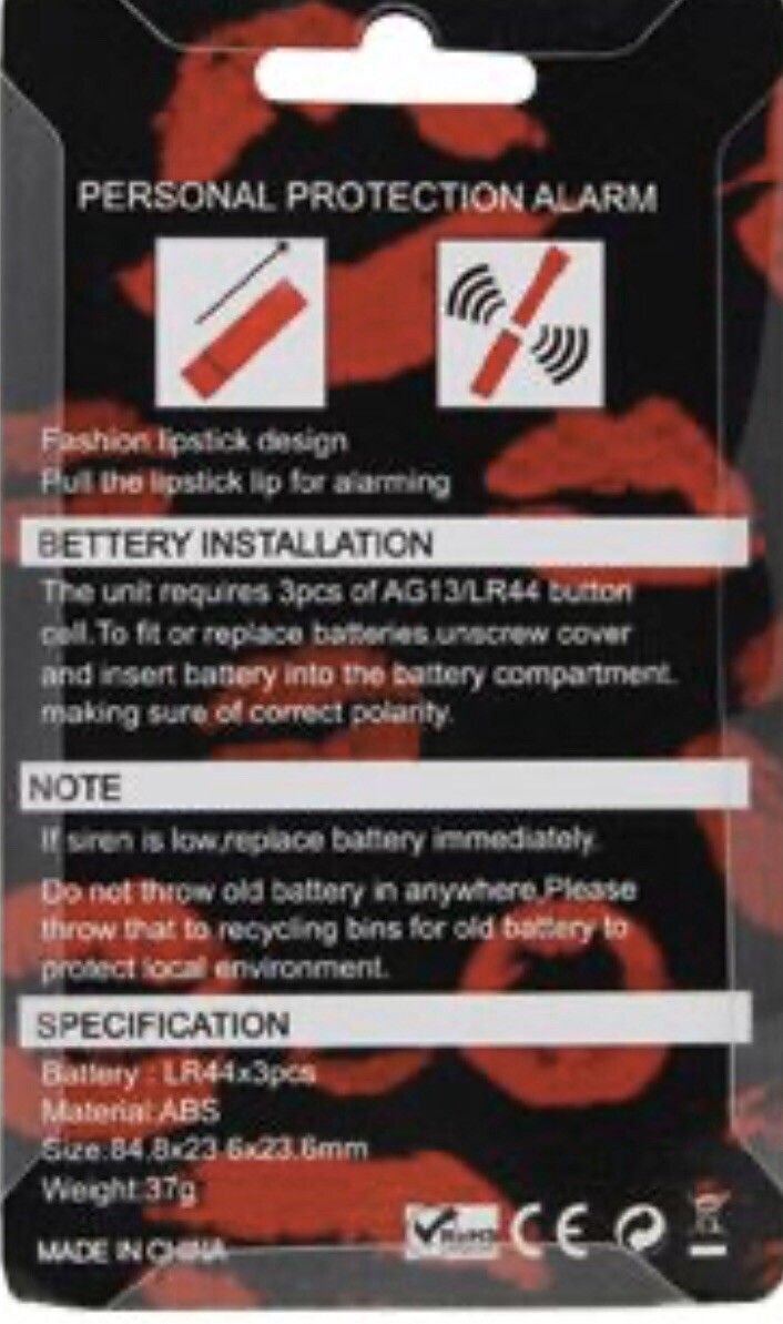 Anti-wolf Panic Attack Alarm Lipstick Emergency Self Defense Safety Protection
