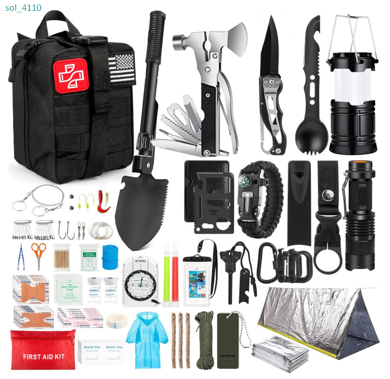 254-in-1 Survival & First Aid Kit with Tools for Camping/Hiking Emergencies