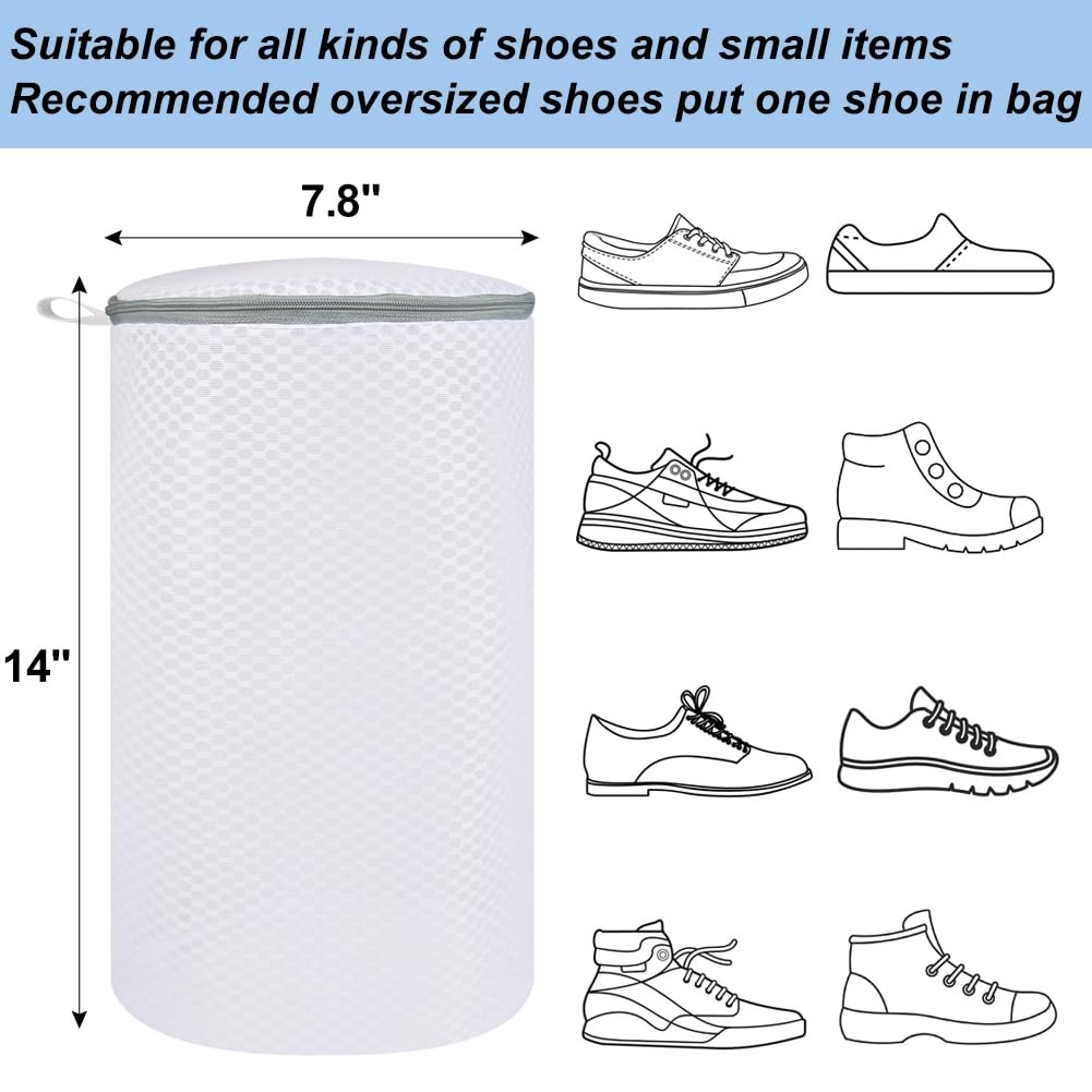 Vivifying Shoe Washing Machine Bag, 2 Pack 2 Bags (7.8″ x 14″), White