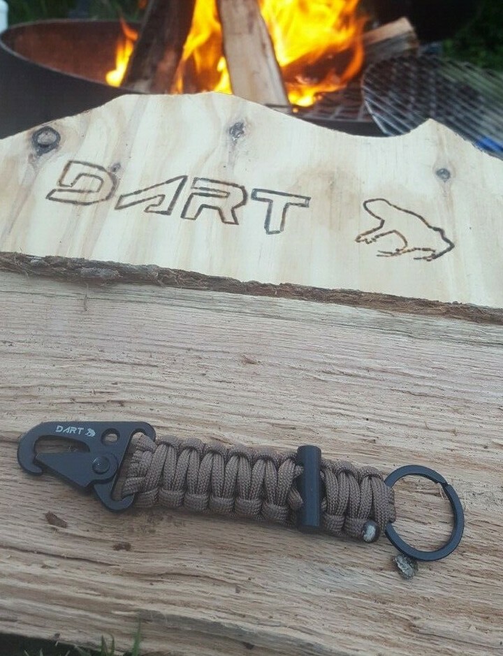 Paracord Survival Key chain with HK Hook & Fire Starter Brown