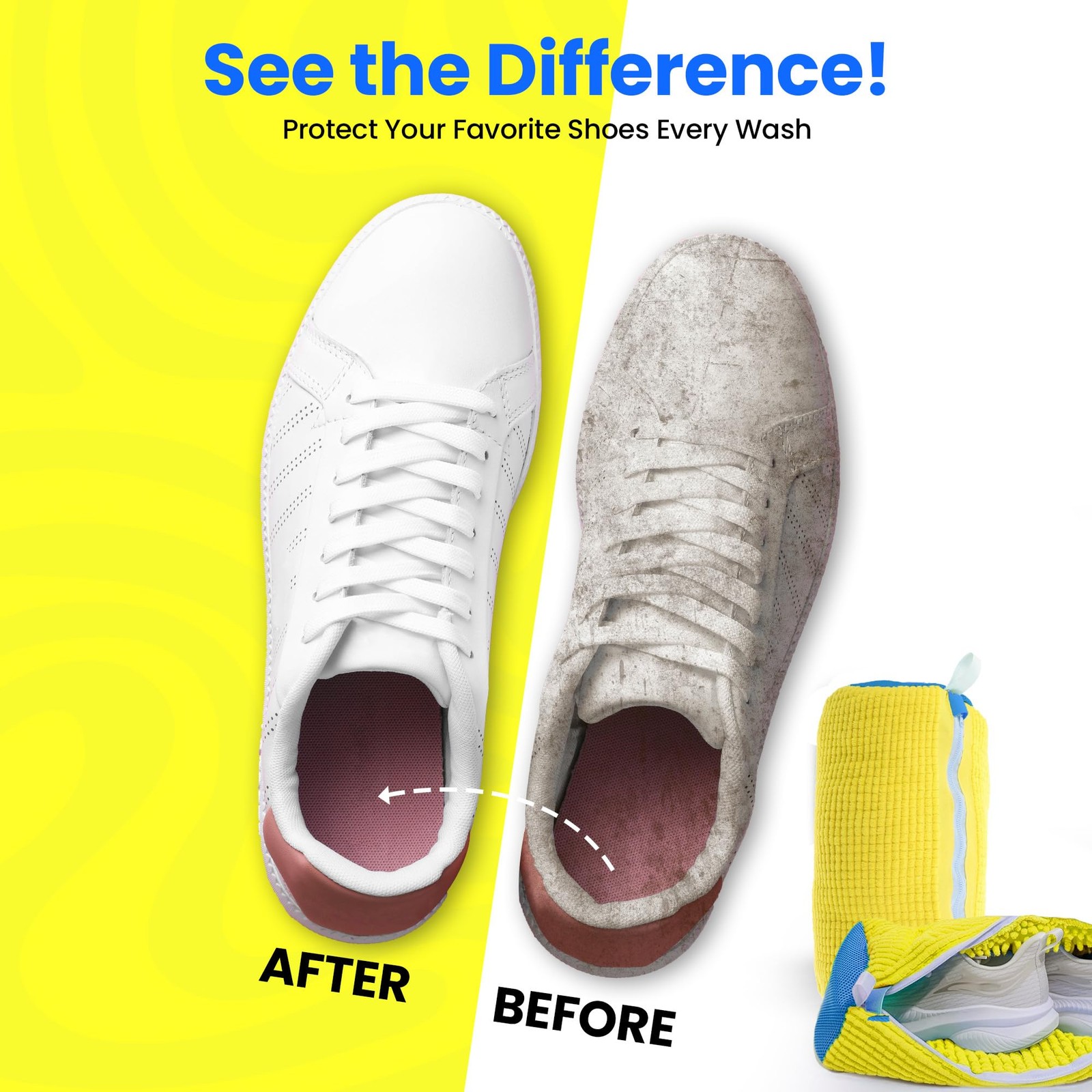 Shoe Washing Machine Bag Laundry for Washer and Dryer 2 Pack, Yellow
