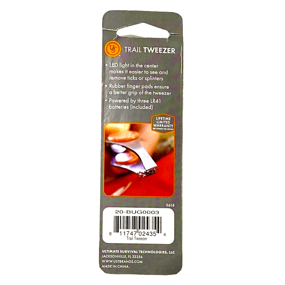 UST TRAIL TWEEZERS emergency equipment disaster gear compact tactical first aid