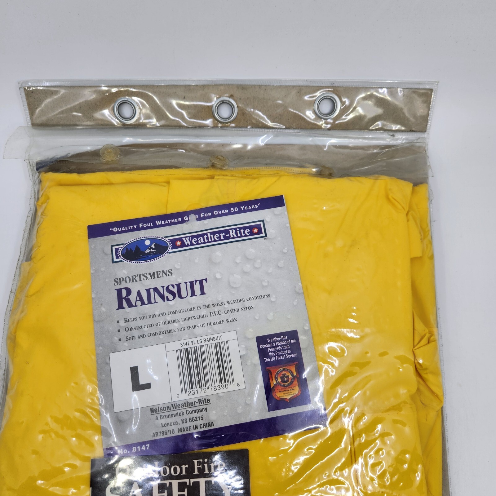 Weather-Rite Yellow PVC Coated Nylon Waterproof Rainsuit #8127 Size L Open Pkg