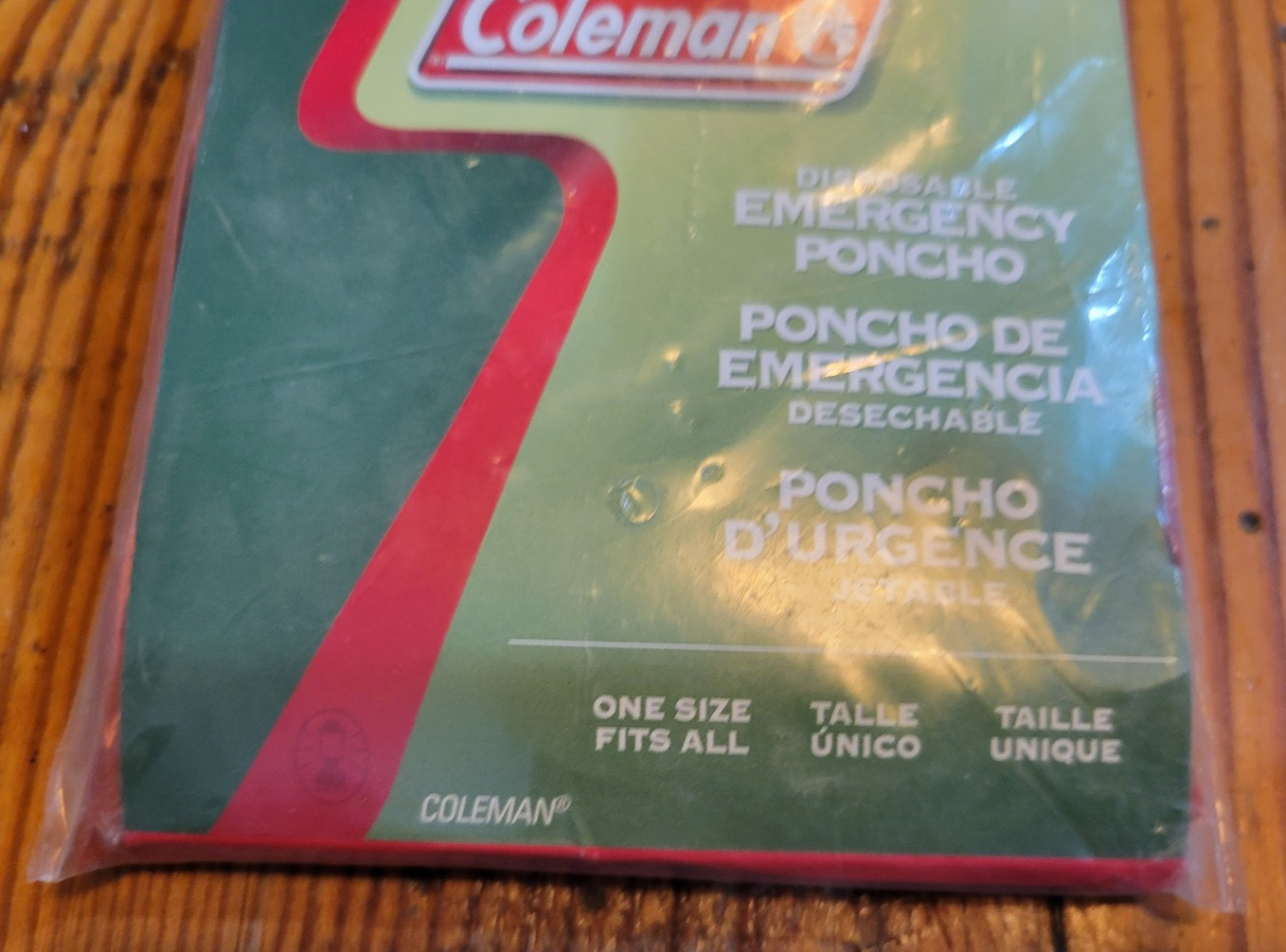 Coleman Disposable Emergency Poncho One Size Fit All Red New Sealed Vintage
