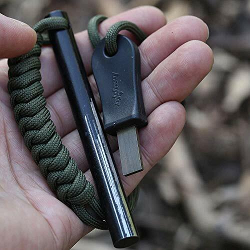 4″Survival Ferrocerium Drilled Flint Fire Starter,Ferro Rod Kit Paracord Handle